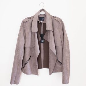 NWT Kut from the Kloth Faux Suede Greige Moto Jacket